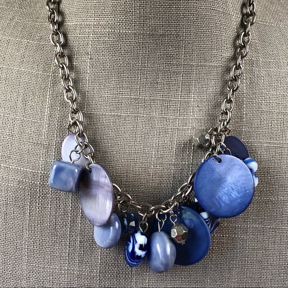 Periwinkle and cobalt blue beaded necklace